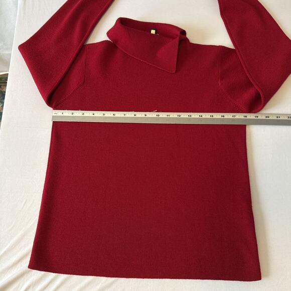 Eileen Fisher Women’s Petite S Merino Wool Red Mock Neck Sweater Winter Holiday - Picture 6 of 9